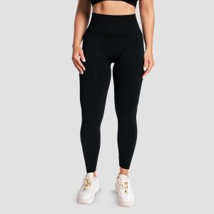 Legginsy damskie fitness bezszwowe czarne Sculpt Seamless. Czarne legginsy GYMBEAM, bez wzorów, z elastanu. Za 113,90 zł.