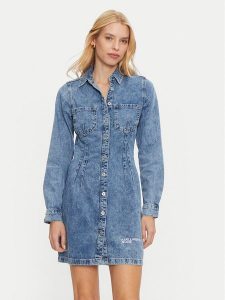 Karl Lagerfeld Jeans Sukienka jeansowa 246J1302 Niebieski Regular Fit. Niebieskie kombinezony Karl Lagerfeld Jeans, s, bez wzorów, z bawełny, bez kołnierzyka, bez ramiączek. Za 699,99 zł.