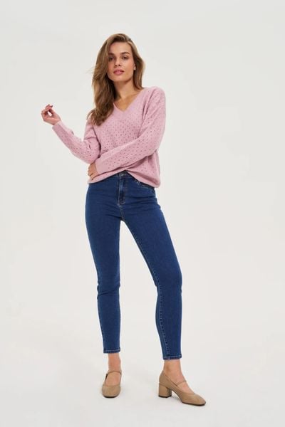 Jeansy rurki granatowe. Jeansy MOODO, bez wzorów, z bawełny. Za 139,99 zł.