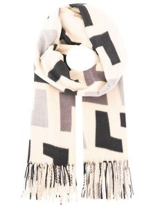 Zwillingsherz Szal "Geometric L" w kolorze kremowo-czarnym - 180 x 88 cm rozmiar: onesize. Brązowe szaliki Zwillingsherz, bez wzorów, z materiału. Za 112,36 zł.