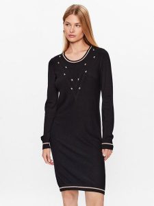 Liu Jo Sport Sukienka dzianinowa TF3128 MS49I Czarny Regular Fit. Czarne kombinezony Liu Jo Sport, xs, bez wzorów, z dzianiny, sportowe, bez kołnierzyka, bez ramiączek, sportowe. Za 529,99 zł.