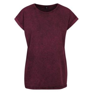 Koszulka Damska Z Przedłużonymi Ramionami Acid Wash. Niebieskie bluzki BUILD YOUR BRAND, xs, bez wzorów, sportowe, bez kołnierzyka, bez ramiączek. Za 78,99 zł.