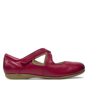 Półbuty Josef Seibel. Czerwone półbuty Josef Seibel, bez wzorów, bez obcasa, na płaskiej podeszwie, bez zapięcia. Za 389,99 zł.