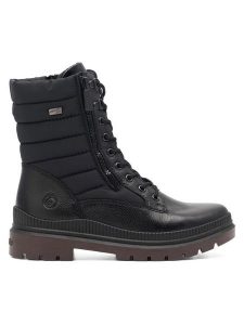 Remonte Trapery D0C76-01 Czarny. Czarne buty zimowe Remonte, z materiału, bez obcasa, bez zapięcia. Za 499,99 zł.