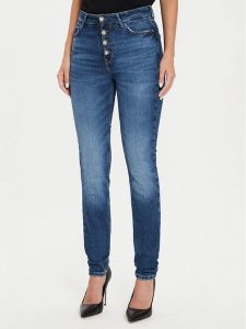 Guess Jeansy W4YA28 D5DD4 Granatowy Slim Fit. Niebieskie jeansy Guess, z aplikacjami, z bawełny. Za 269,99 zł.