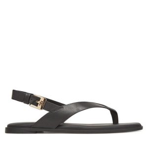 Sandały Tommy Hilfiger. Czarne sandały TOMMY HILFIGER, bez wzorów, bez obcasa, na płaskiej podeszwie, bez zapięcia. Za 329,99 zł.