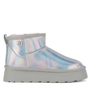 Śniegowce Eva Minge. Szare buty zimowe Eva Minge, bez obcasa, bez zapięcia. Za 265,99 zł.