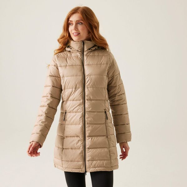 Damska wodoodporna kurtka turystyczna Starler z przegrodami. Brązowe kurtki Regatta, bez wzorów, z poliesteru, bez kaptura. W wyprzedaży za 327,85 zł.