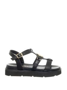 Patrizia Pepe Skórzane sandały w kolorze czarnym rozmiar: 38. Czarne sandały Patrizia Pepe, bez wzorów, z otwartym noskiem, bez obcasa, bez zapięcia. Za 262,79 zł.