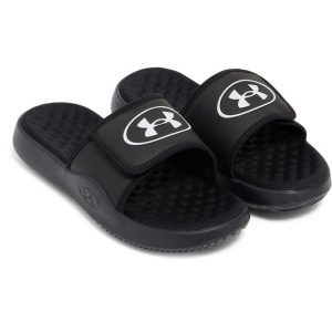 Klapki Damskie Sportowe Under Armour W Ignite Pro 8 Sl T 7. Czarne klapki Under Armour, bez wzorów, bez obcasa. Za 179,99 zł.