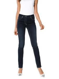 Heine Dżinsy - Slim fit - w kolorze granatowym rozmiar: 34. Niebieskie jeansy Heine, bez wzorów. Za 81,95 zł.