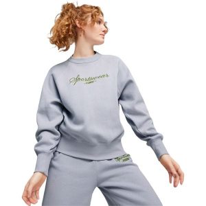 Bluza Puma Classics Relaxed Crew, Kobiety. Szare bluzy Puma, bez wzorów, z bawełny, bez kaptura. Za 290,00 zł.