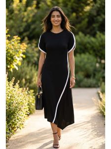 SOULSHAE Sukienka w kolorze czarnym rozmiar: L/XL. Czarne sukienki SOULSHAE, l, bez wzorów, z wiskozy, z asymetrycznym kołnierzem, bez ramiączek, maxi, asymetryczne. Za 204,95 zł.