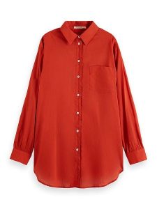 Scotch & Soda Koszula w kolorze czerwonym rozmiar: 38. Czerwone koszule Scotch & Soda, bez wzorów, z bawełny, bez kołnierzyka, bez ramiączek. Za 132,05 zł.