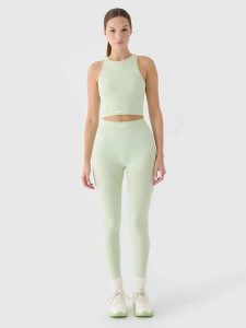 4F Legginsy trekkingowe w kolorze zielonym rozmiar: M/L. Zielone legginsy 4f, bez wzorów, z materiału, z podwyższonym stanem. Za 86,78 zł.