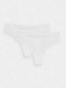 4F Bielizna stringi (2-pack) damskie - białe XL. Biała stringi 4f, bez wzorów, z bawełny. W wyprzedaży za 39,99 zł.