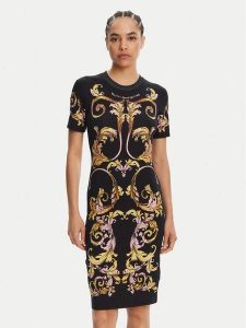 Versace Jeans Couture Sukienka codzienna 78HAO9P9 Czarny Slim Fit. Czarne sukienki Versace Jeans Couture, na co dzień, s, bez wzorów, z bawełny, bez kołnierzyka, bez ramiączek, proste. Za 619,99 zł.