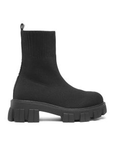 DeeZee Botki WS5553-11 Czarny. Czarne botki DeeZee, bez wzorów, z materiału, bez obcasa, na płaskiej podeszwie, bez zapięcia. Za 84,99 zł.