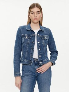 Tommy Hilfiger Kurtka jeansowa WW0WW41335 Niebieski Slim Fit. Niebieskie kurtki TOMMY HILFIGER, bez wzorów, z bawełny, bez kaptura. Za 359,99 zł.