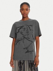 Desigual T-Shirt Budapest 25WWTK47 Szary Regular Fit. Szare t-shirty Desigual, m, bez wzorów, z bawełny, bez kołnierzyka, bez ramiączek. Za 229,99 zł.