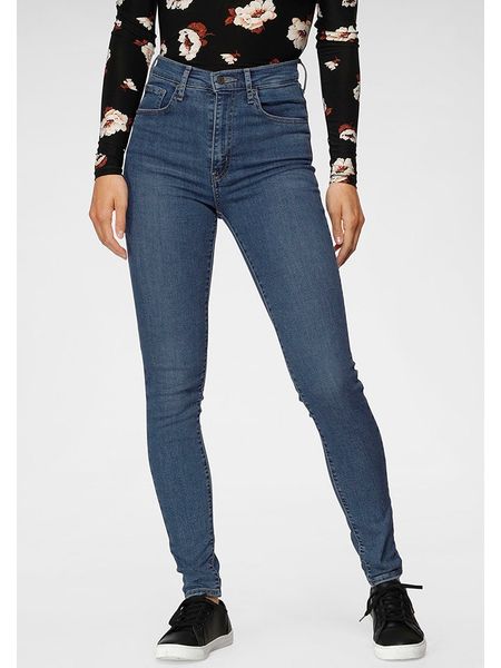 Levi's Dżinsy - Super Skinny fit - w kolorze niebieskim rozmiar: W25/L30. Niebieskie jeansy Levi's®, z aplikacjami, ze skóry, z podwyższonym stanem. Za 226,77 zł.
