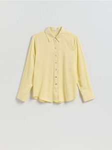 Koszula z wiskozą - żółty. Żółte koszule Reserved, l, bez wzorów, z lyocellu, bez kołnierzyka, bez ramiączek. Za 89,99 zł.