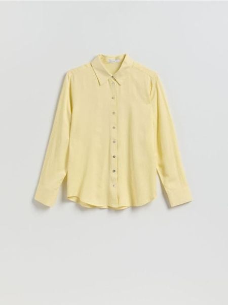 Koszula z wiskozą - żółty. Żółte koszule Reserved, l, bez wzorów, z lyocellu, bez kołnierzyka, bez ramiączek. Za 89,99 zł.
