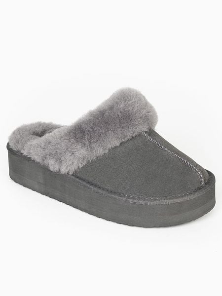 Gooce Wełniane kapcie "Emeline" w kolorze szarym rozmiar: 36. Szare kapcie Gooce, bez wzorów, ze skóry. Za 255,34 zł.