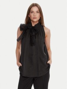 LOLA CASADEMUNT Bluzka LF2515016 Czarny Regular Fit. Czarne bluzki LOLA CASADEMUNT, m, bez wzorów, z wiskozy, bez kołnierzyka, bez ramiączek. Za 349,99 zł.