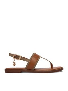 U.S. Polo Assn. Sandały EO-CASSIE001W/6TY1 Brązowy. Brązowe sandały U.S. Polo Assn., bez wzorów, z materiału, bez obcasa, na płaskiej podeszwie, bez zapięcia. Za 219,99 zł.