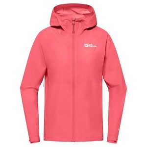 Kurtka przeciwdeszczowa damska Jack Wolfskin Prelight 2.5L LT. Czerwone kurtki Jack Wolfskin, l, bez wzorów, bez kaptura. Za 559,99 zł.