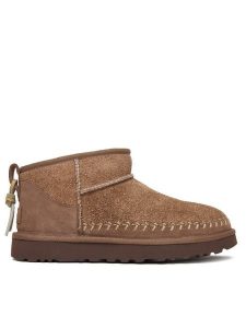 Ugg Śniegowce W Classic Ultra Mini Biarritz 1171538 Beżowy. Brązowe buty zimowe Ugg, ze skóry, bez obcasa, bez zapięcia. Za 809,99 zł.