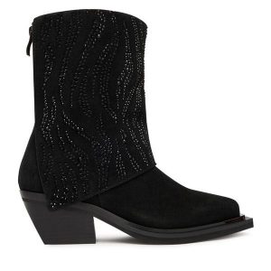 Kowbojki Alma En Pena. Czarne botki Alma en Pena, bez wzorów, bez obcasa, na słupku, bez zapięcia. Za 579,99 zł.