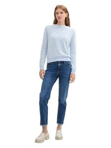 Tom Tailor Dżinsy - Boyfriend fit - w kolorze niebieskim rozmiar: W26/L32. Niebieskie jeansy Tom Tailor, z aplikacjami, ze skóry, z podwyższonym stanem. Za 65,85 zł.