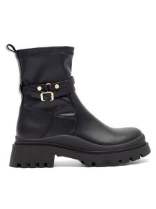 DeeZee Botki TINSLEY WS5650A-16 Czarny. Czarne botki DeeZee, bez wzorów, z syntetyku, bez obcasa, na płaskiej podeszwie, bez zapięcia. Za 119,99 zł.