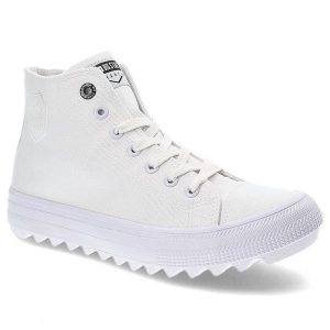 Białe Trampki Big Star Damskie Wygodne Półbuty. Białe półbuty Big Star, bez wzorów, z materiału, bez zapięcia. Za 149,00 zł.