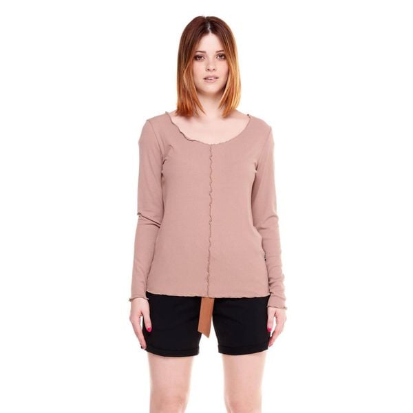 Damski T-shirt z długim rękawem w kolorach ziemi. Brązowe t-shirty LEONE 1947 APPAREL, l, bez wzorów, z tkaniny, bez kołnierzyka, bez ramiączek. W wyprzedaży za 111,80 zł.