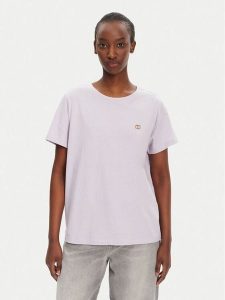 TWINSET T-Shirt 251TT2040 Fioletowy Regular Fit. Fioletowe t-shirty Twinset, xxl, bez wzorów, z bawełny, bez kołnierzyka, bez ramiączek. Za 149,99 zł.