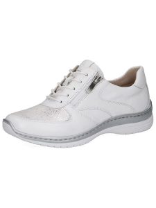 Caprice Skórzane sneakersy w kolorze srebrno-białym rozmiar: 41. Białe trampki Caprice, bez wzorów, bez zapięcia. Za 197,63 zł.
