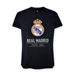 Ulubiona czarna koszulka kibiców Realu Madryt. Czarne bluzki REAL MADRID, s, bez wzorów, sportowe, bez kołnierzyka, bez ramiączek. Za 100,97 zł.