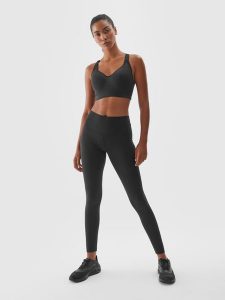 4F Legginsy treningowe z wysokim stanem damskie - czarne L. Czarne legginsy 4f, bez wzorów, z dzianiny, z podwyższonym stanem. Za 119,99 zł.