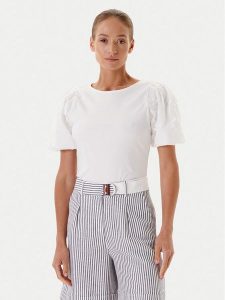 Tatuum Bluzka Kathia T2503.051 Biały Regular Fit. Białe bluzki Tatuum, s, bez wzorów, z bawełny, bez kołnierzyka, bez ramiączek. Za 149,99 zł.