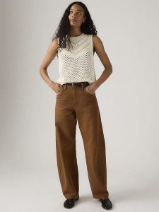Levi's Spodnie w kolorze karmelowym rozmiar: W28/L30. Brązowe spodnie z wysokim stanem Levi's®, z aplikacjami, z bawełny, z podwyższonym stanem. Za 180,06 zł.