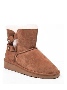 Gooce Skórzane botki zimowe "Shirley" w kolorze jasnobrązowym rozmiar: 40. Brązowe botki Gooce, na zimę, bez wzorów, ze skóry, bez obcasa, bez zapięcia. Za 147,91 zł.