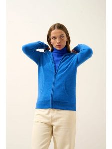 Just Cashmere Kaszmirowy kardigan "Debbie" w kolorze niebieskim rozmiar: XXL. Niebieskie kardigany Just Cashmere, z kaszmiru. Za 413,99 zł.