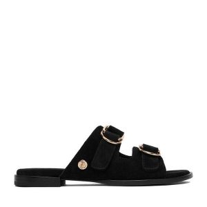 Klapki U.S. Polo Assn. Czarne klapki U.S. Polo Assn., bez wzorów, bez obcasa. Za 269,99 zł.