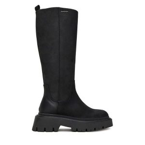 Kozaki G-Star Raw. Czarne kozaki G-Star Raw, bez wzorów, bez obcasa, na płaskiej podeszwie, bez zapięcia. Za 649,99 zł.