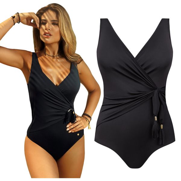 Strój kąpielowy damski jednoczęściowy kostium basen plażę Self Monaco. Czarne stroje jednoczęściowe SELF HEAT, bez wzorów. Za 201,38 zł.