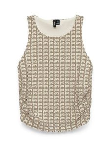 Vero Moda Top w kolorze beżowo-szarobrązowym rozmiar: S. Brązowe topy Vero Moda, s, bez wzorów, bez kołnierzyka, bez ramiączek. Za 64,45 zł.
