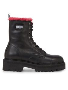 Tommy Jeans Botki Tjw W Urban Boot Smooth Ltr Wl EN0EN02402 Czarny. Czarne botki Tommy Jeans, bez wzorów, z jeansu, bez obcasa, na płaskiej podeszwie, bez zapięcia. Za 579,99 zł.